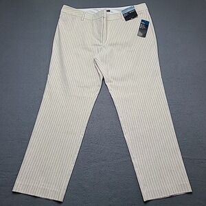 Worthington Womens Pants 16 Cream Slim Ankle Stripe Flat Front Slacks